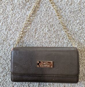 Di Da New York Brown Chain Strap Clutch, leather evening bag, clutch